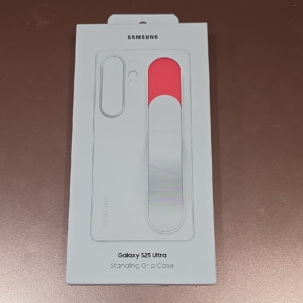 Samsung Galaxy S25 Ultra Standing Grip Case - white and pink